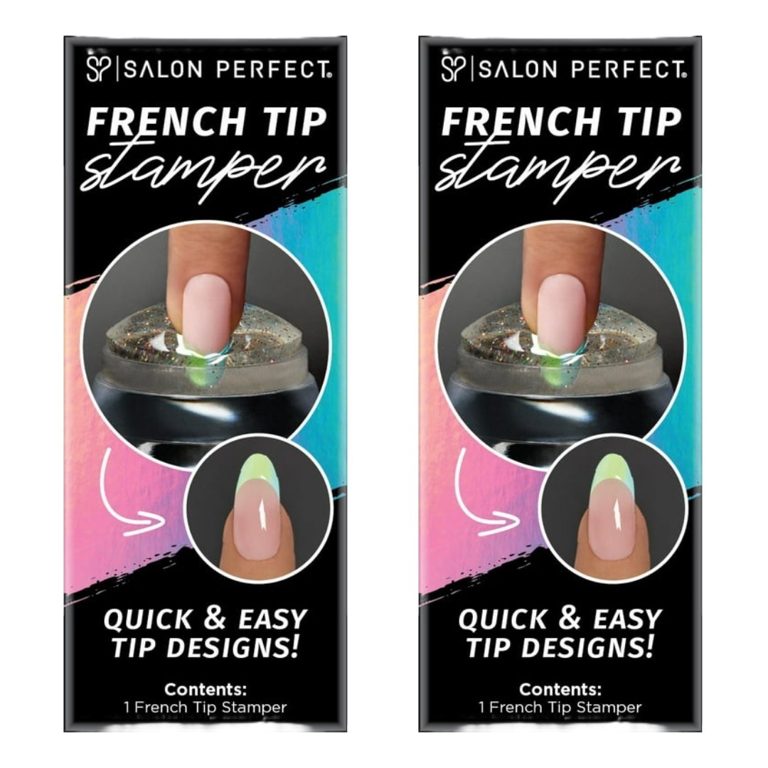 2pcs Salon Perfect French Tip Nail Stamper Diy Nail Art Stamping Tool