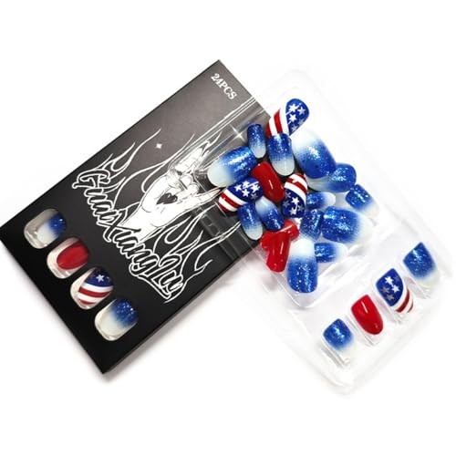 Independence Day Style 4th of July Press on Nails – Short Almond Fake Nails