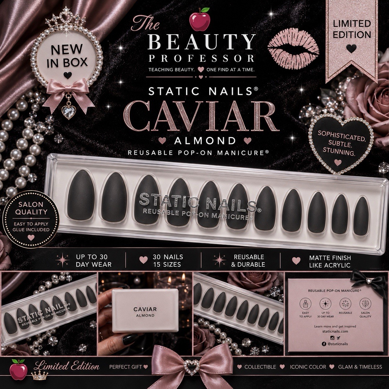 🖤 Static Nails Caviar Almond NEW ✨