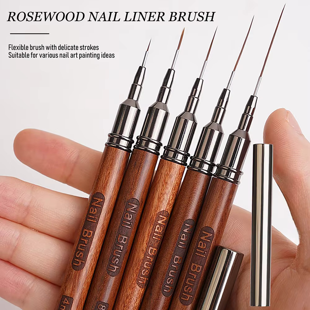 Wooden Nail Art Liner Brushes for Fine Detail Nail Design Painting