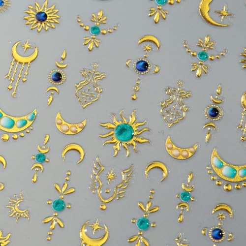 2 Sheets Gold Nail Art Stickers Silver Nail Stickers 5D Embossed Style-18