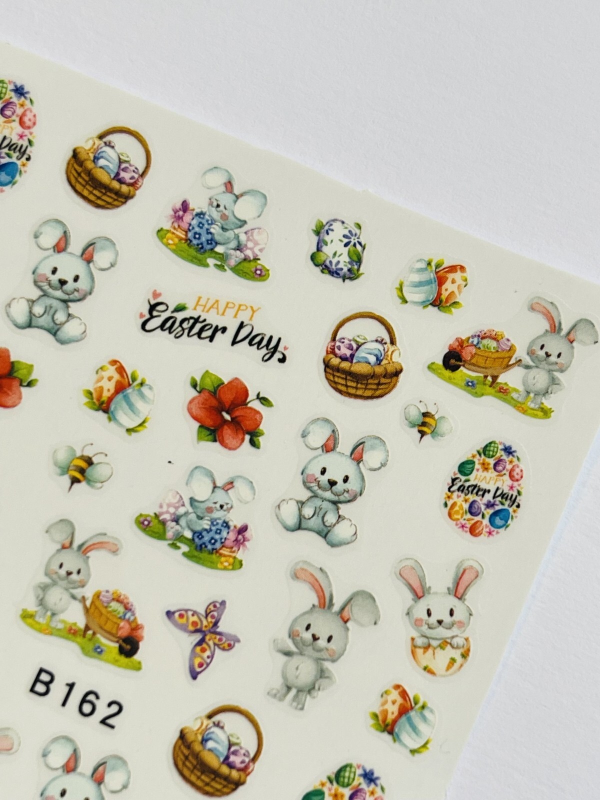 Easter Bunny Nail Art Stickers Transfers Cute Rabbit Eggs Spring Flowers Cartoon