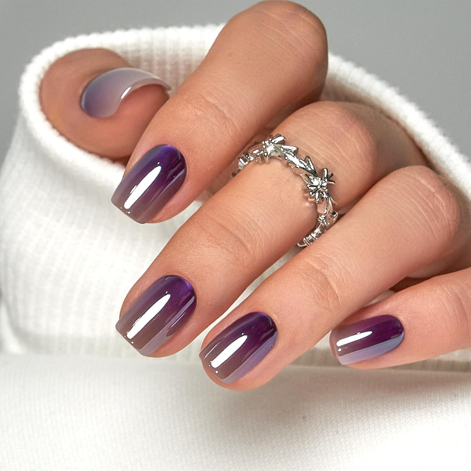 Press on Nails Short Square Acrylic Fake Nails with Apricot Design Full Cover Fa