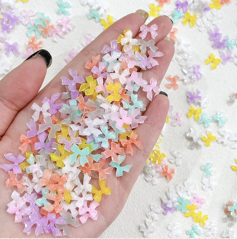 20pcs Colorful Bow Star Butterfly Knot Resin Design Nail Art Decor NS54