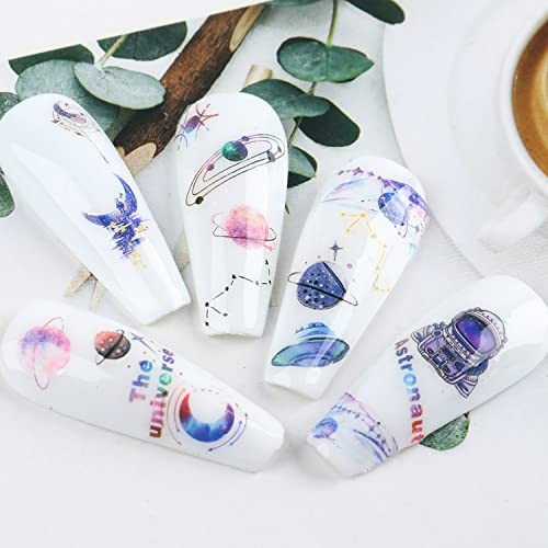 Nail Art Stickers, 3D Planet Astronaut Earth Moon Star UFO Rocket Nail Alien
