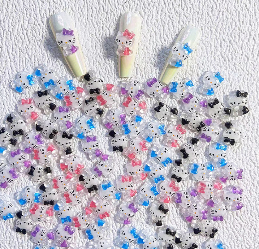 Resin Cartoon Hello Kitty Flatback Nail Art 5Pcs Manicure Decors Charms NS31