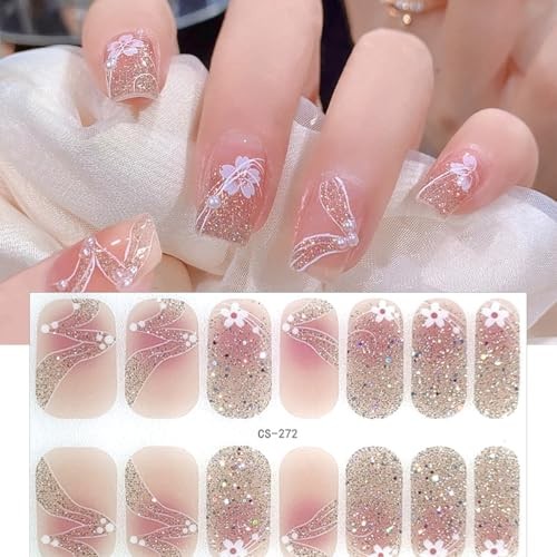 6 Sheet Spring Summer Nail Gel Stickers Self-Adhesive Flower Nail Stickers-5