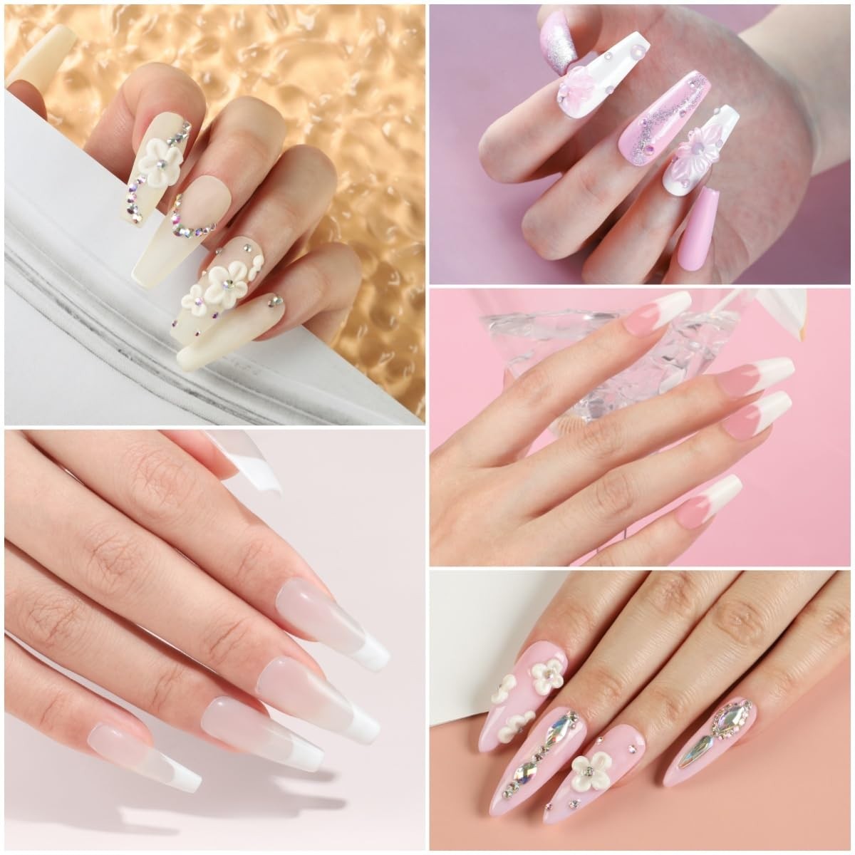 Acrylic Nail Kit for Beginners with Clear/White/Pink Acrylic Powder Set
