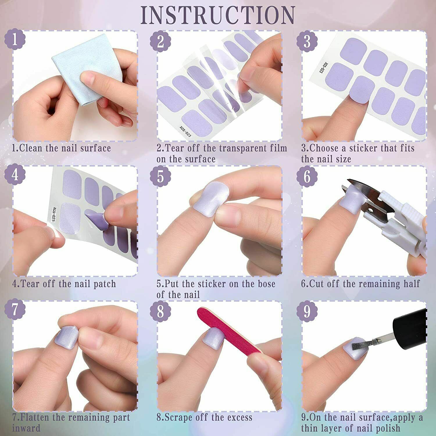 3D Nail Polish Wraps Full Size Stickers Fashion Nail Art Manicure Care NS30