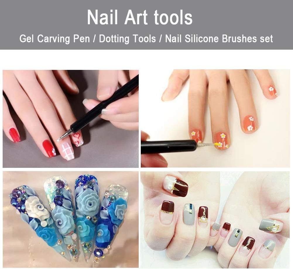 Nail Art Dotting Tools Pen Head UV l Carving Pen Nail Silicone