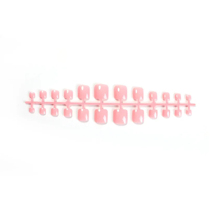 24pcs Pink Solid Color Press On Toenails Full Cover DIY False Toe Nails
