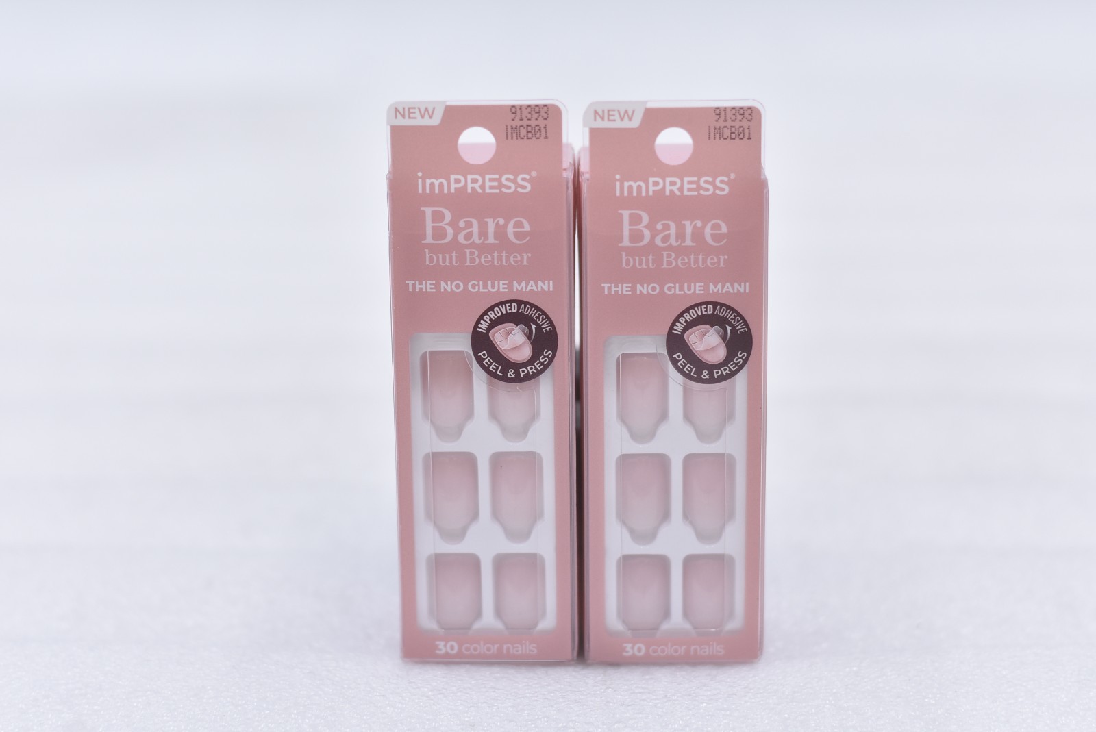 Lot of 2 Kiss Impress Bare but Better IMCB01 Short False Nails – 30 Nails