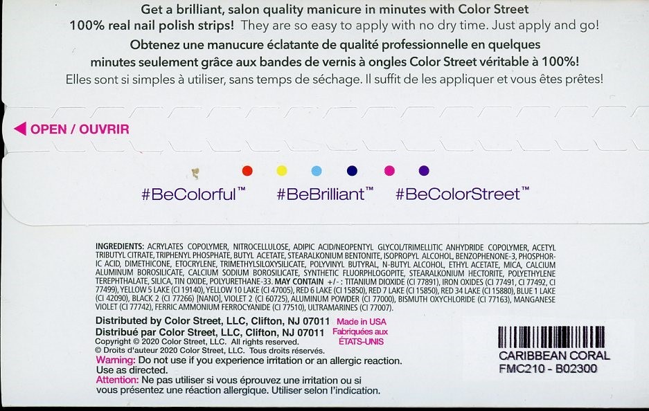 COLOR STREET NAIL POLISH STRIPS CARIBBEAN CORRAL FMC210 – B02300