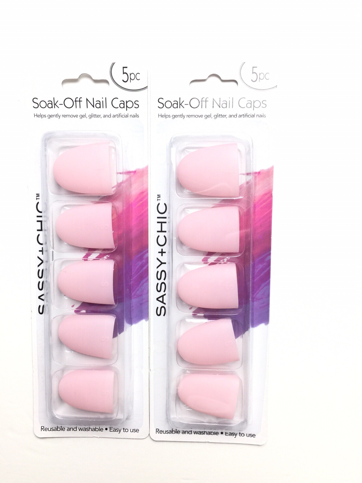 Soak-Off Nail Caps Silicone For Manicure Pedicure Gently Remove Gel Glitter 2 Pk
