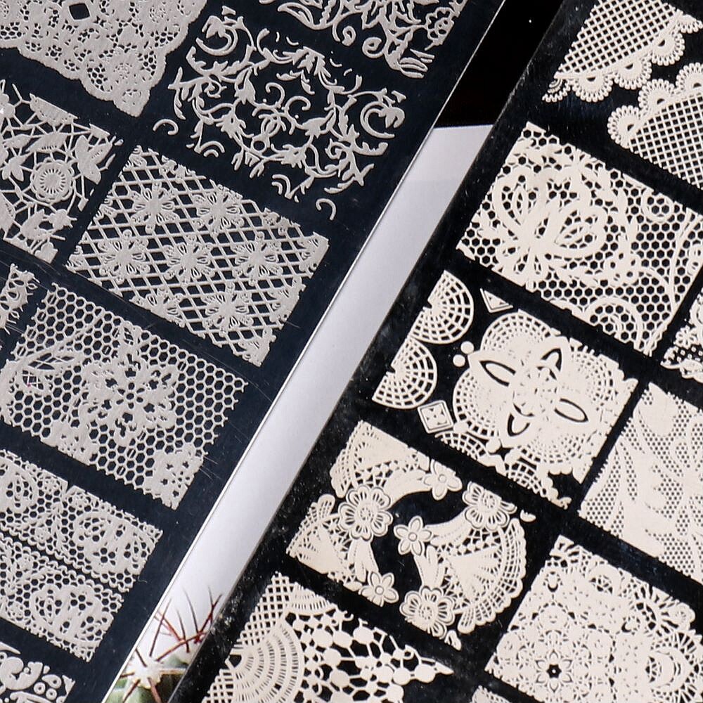 Lace Pattern Mandala Floral Nail Stamping Plates Mesh Web Nail Metal Templates
