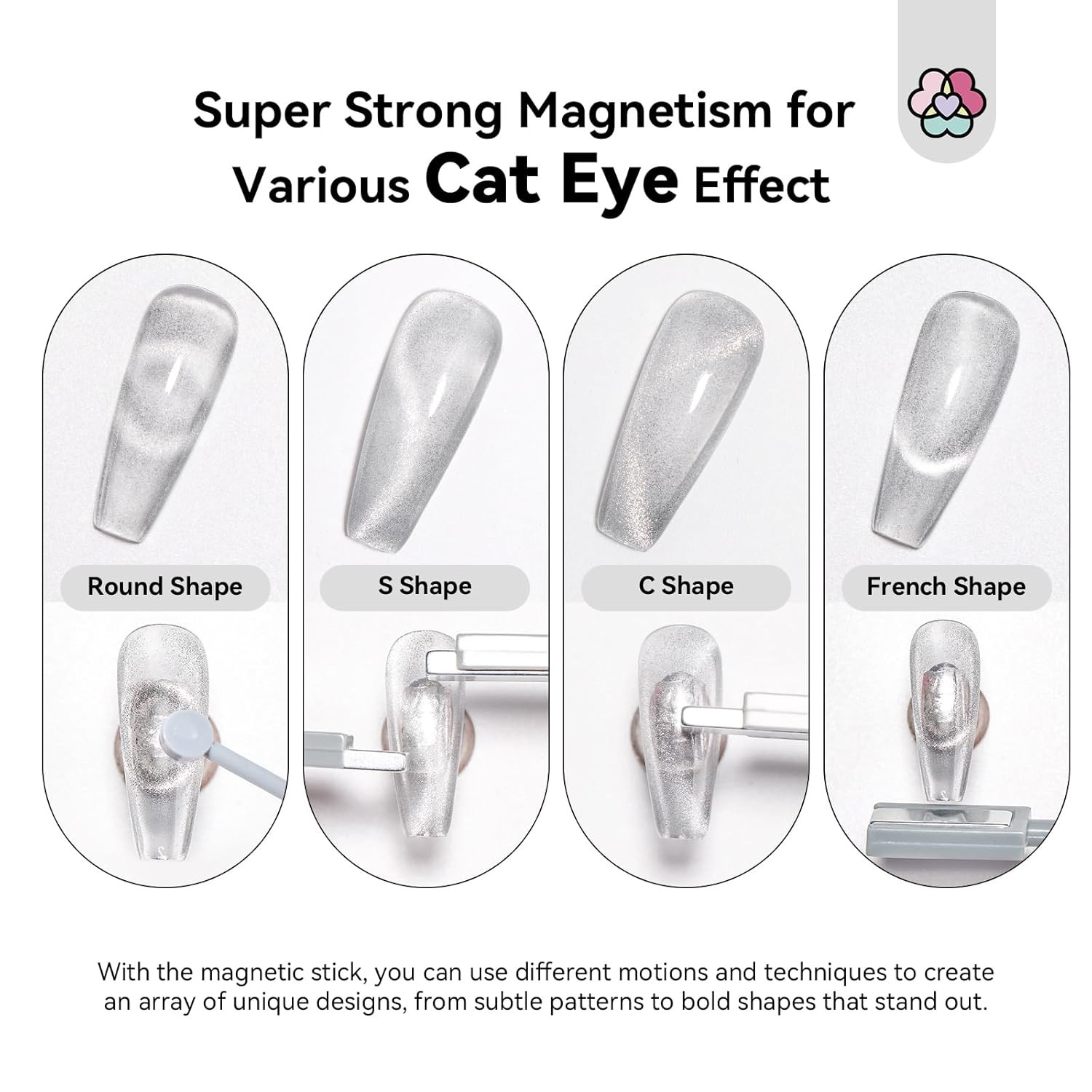 SAVILAND Cat Eye Magnet for Nails: 9PCS Cat Eye Gel Nail Polish Magnet Nail Art