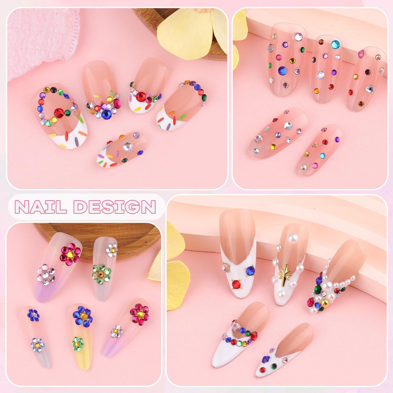 10000Pcs Small Resin Rhinestones for Nail Art, Colorful 2/3MM Flatback Bedazzlin
