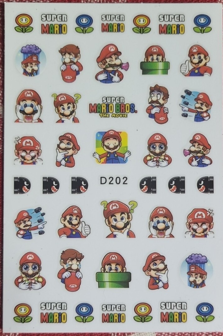 Super Mario Brothers Nail Stickers ( Large size Adult )