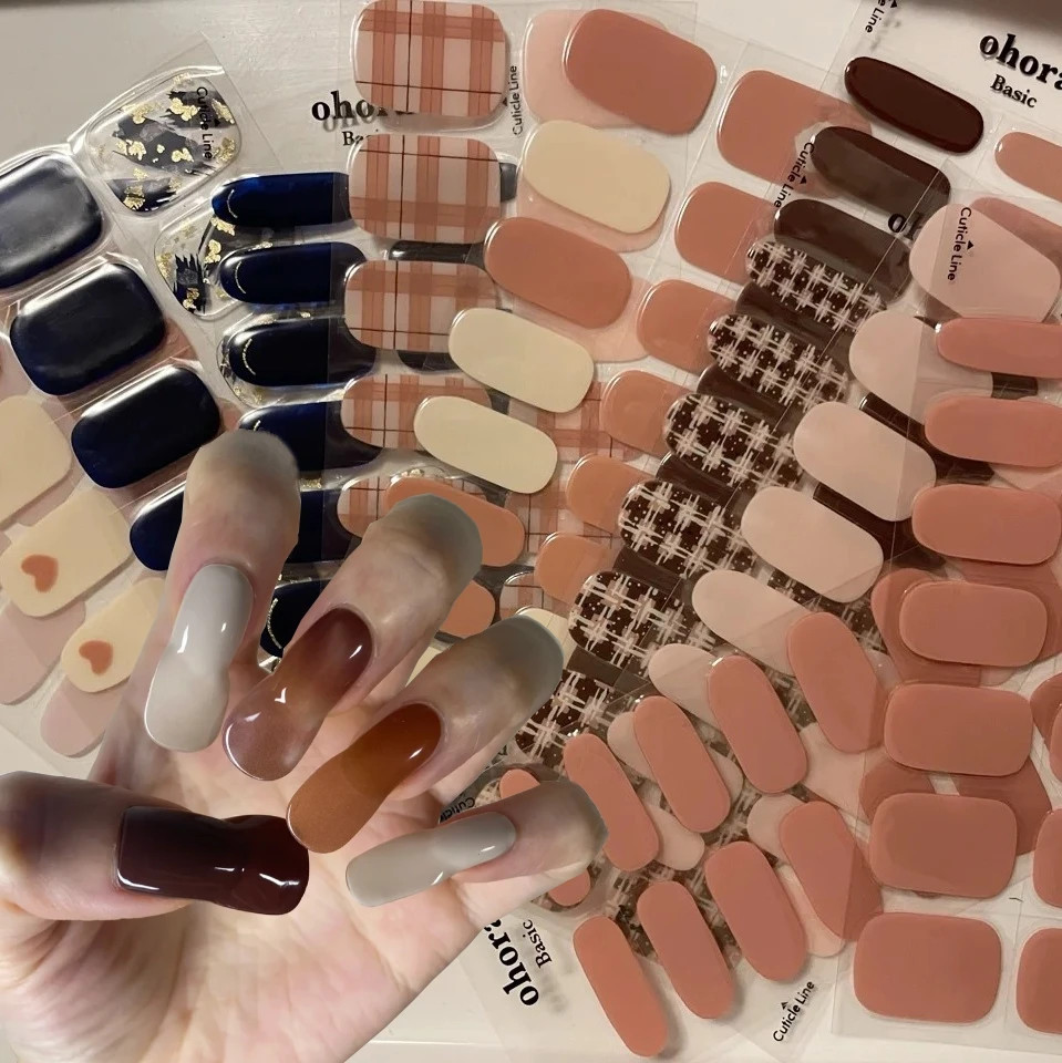 UV Semi-Cured Gel Nail Wraps Stickers Strips French Long Lasting Full Cover LED