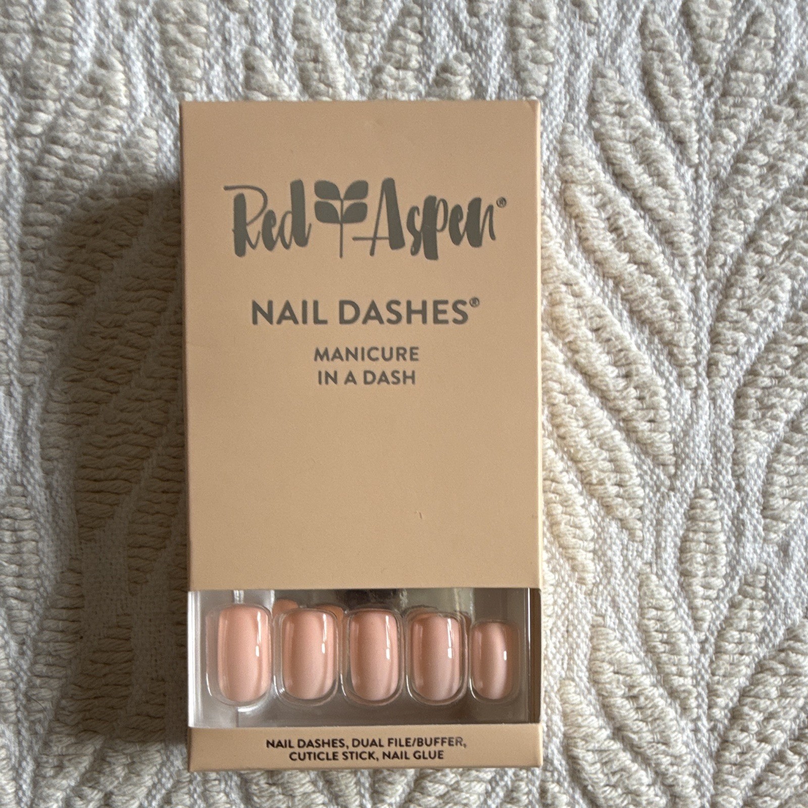 Red Aspen Nail Dashes Press-On Nails Lot of 3 Glossy Floral Glue Steel Gray