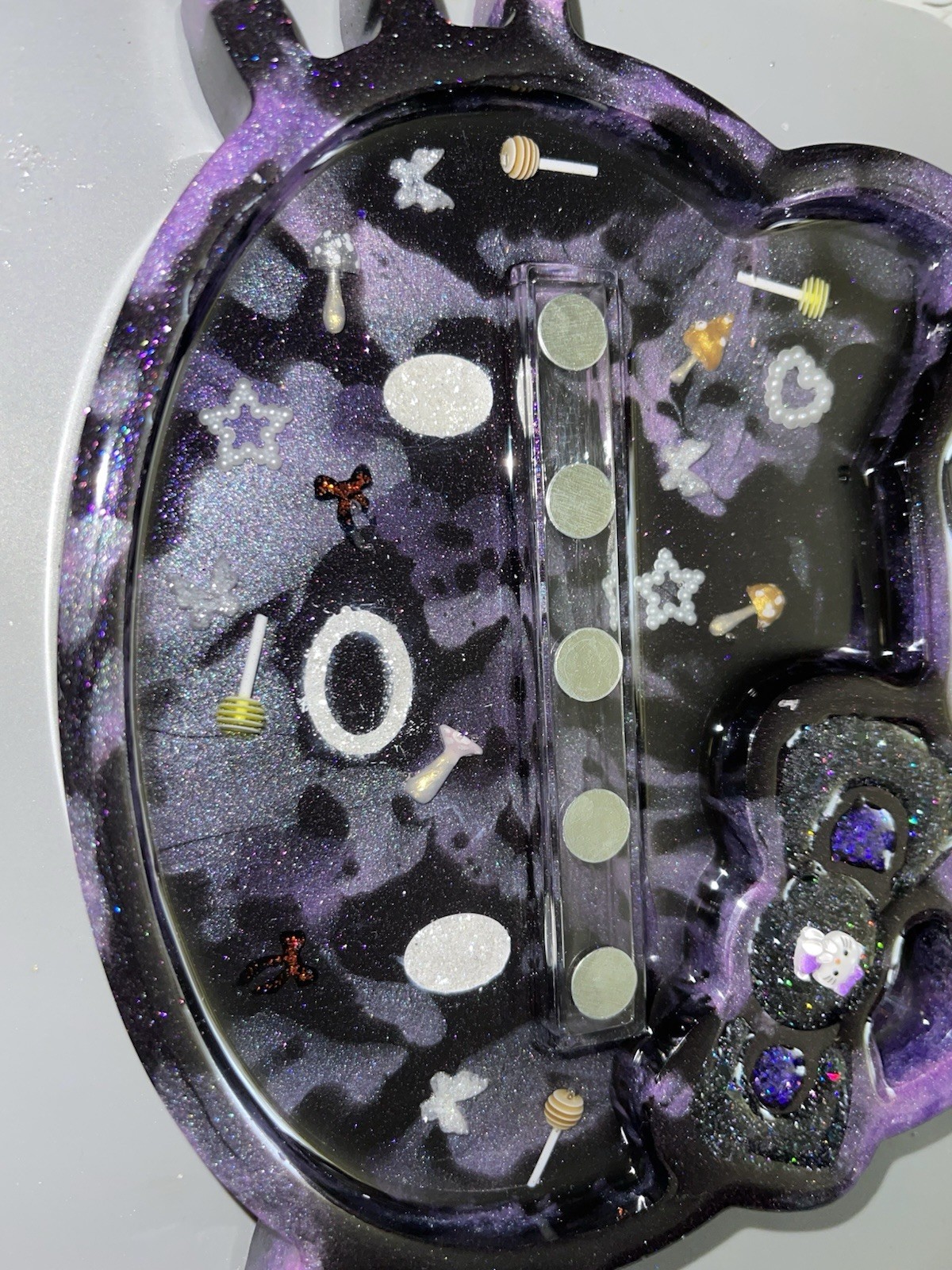 Purple & Black Nail Display Stand For Press On Nails Glows In Dark!
