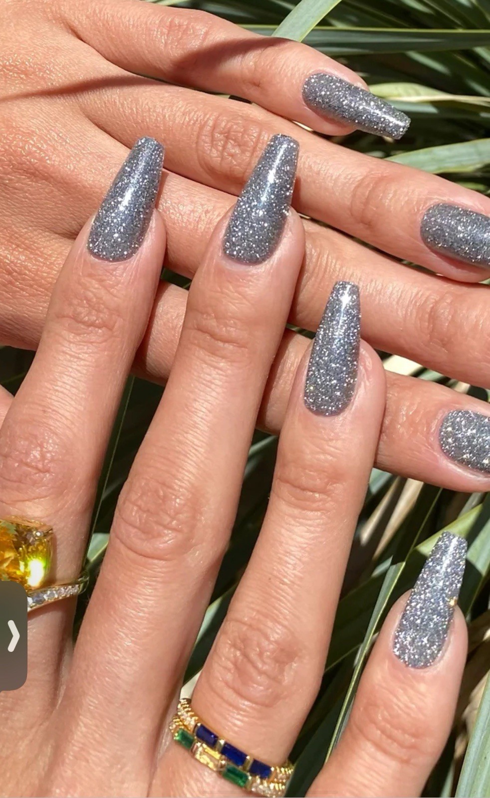 Nail Reformation Press On Nails Kit 30 Nails Long Coffin Silver Metallic Glitter