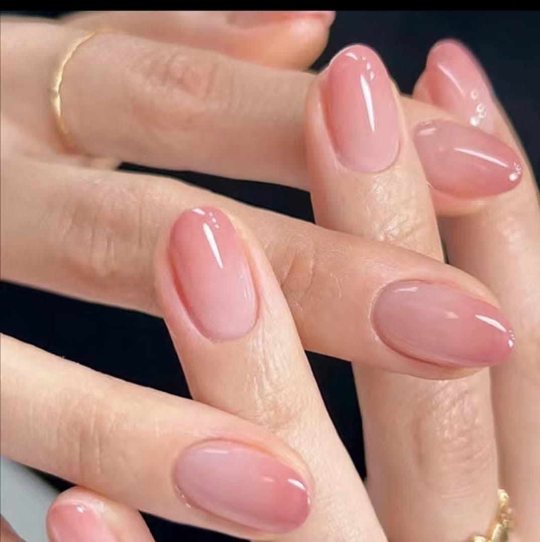 Face Nails Fashion Girls Women Pink Gradient Full Coverage 24 Pcs Gift Lovely