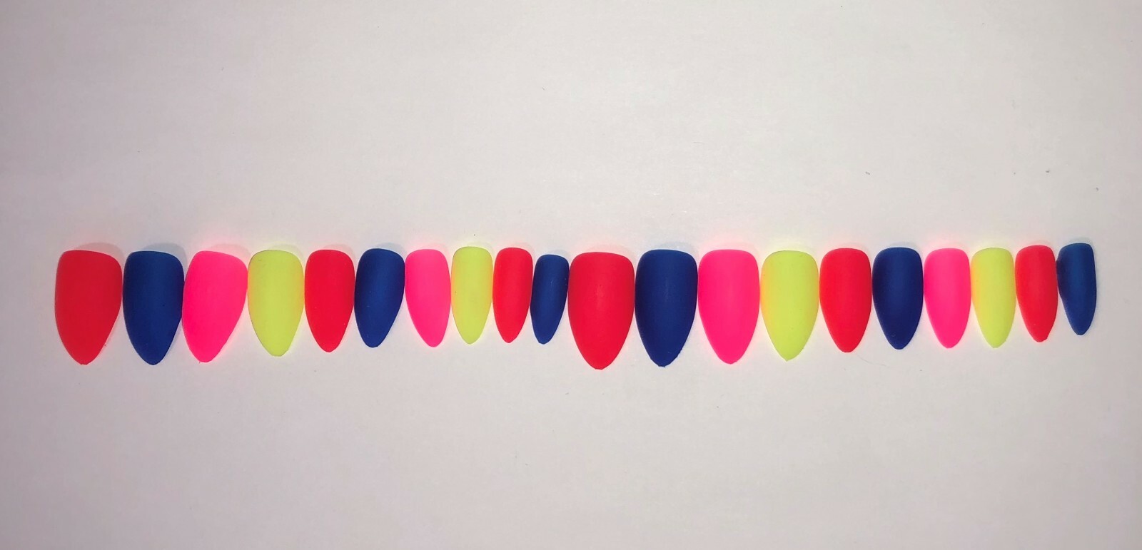 Neon Rainbow Glow in the Dark press on nail set- (Set of 20 sizes 0-9)