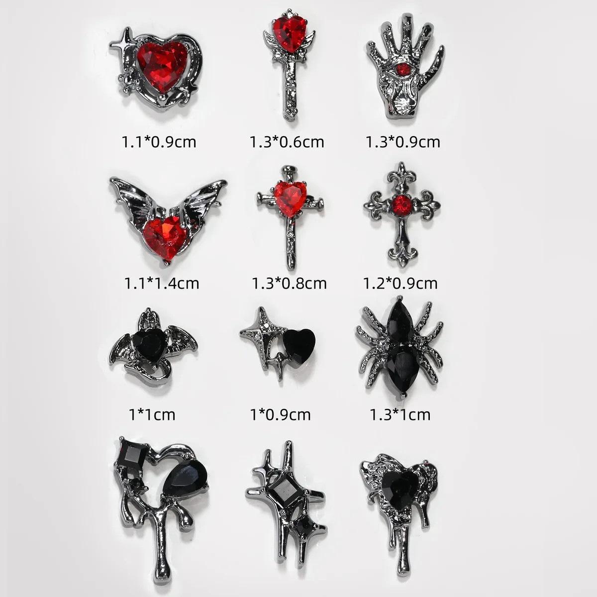 Y2K Retro 3D Cross Rhinestone Nail Charms Boxed Alloy Punk Nail Art Decoration