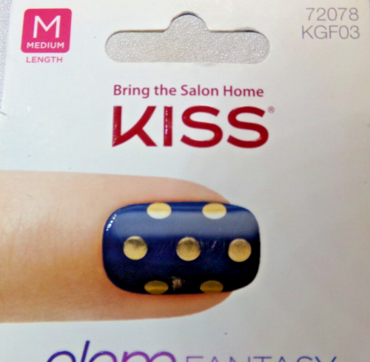 KISS GLAM FANTASY NAILS – Cobalt Blue Gold Accents – GLUE ON OR TABS MEDIUM