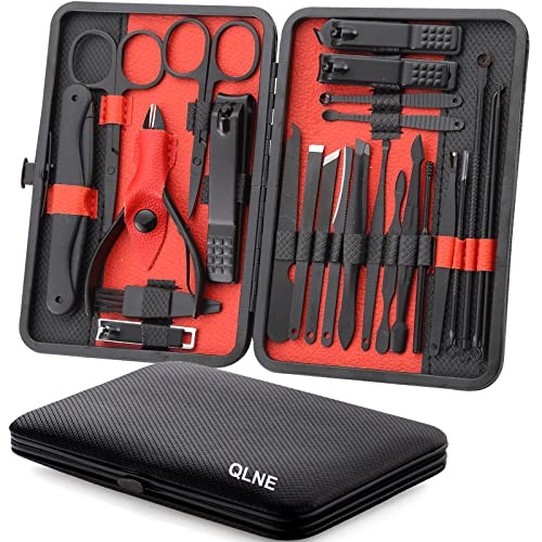 Nail Clippers Sets High Precisio Stainless Steel Nail Cutter Red/Black_25 in 1