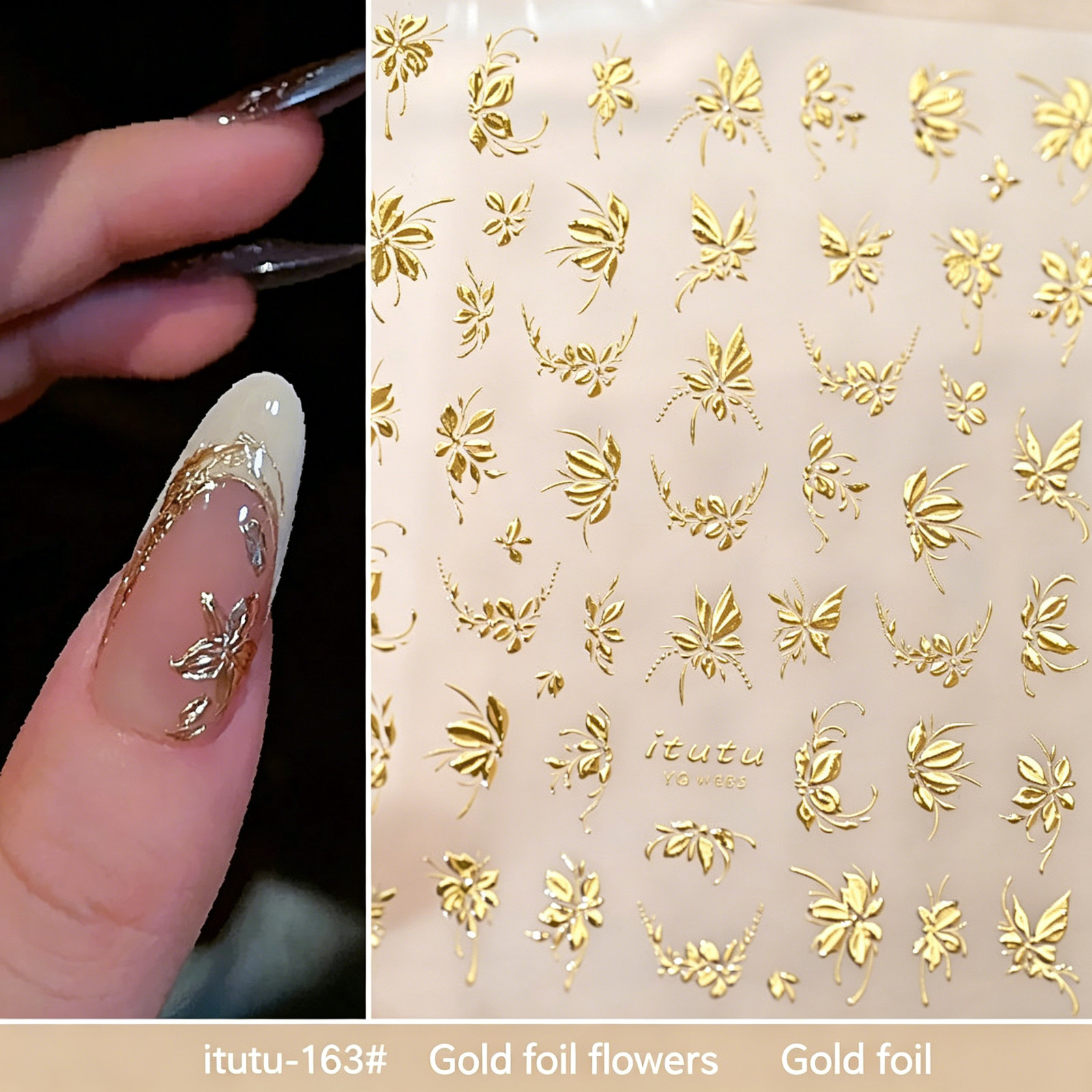 Bestseller Hot Stamping Wealth & Fortune Butterfly Flower Nail Stickers, Micro E