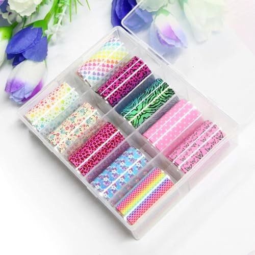 Candy Rainbow Nail Foils Transfer Nail Art Flower Nail Stickers Spring Q4