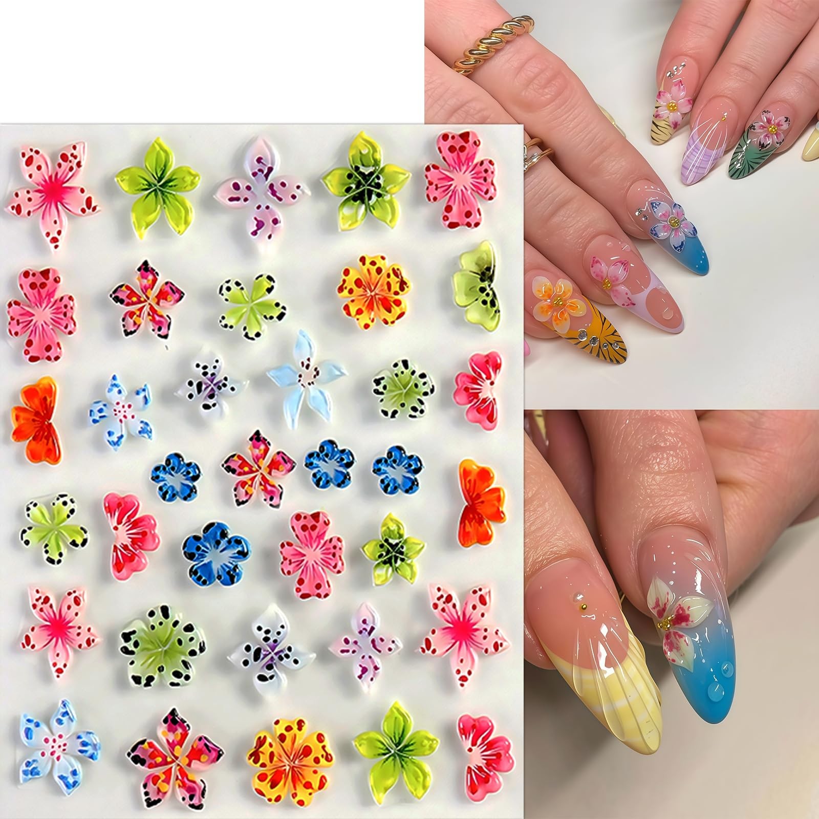 CnSybaris Hawaiian Flower 4 Sheets Nail Stickers