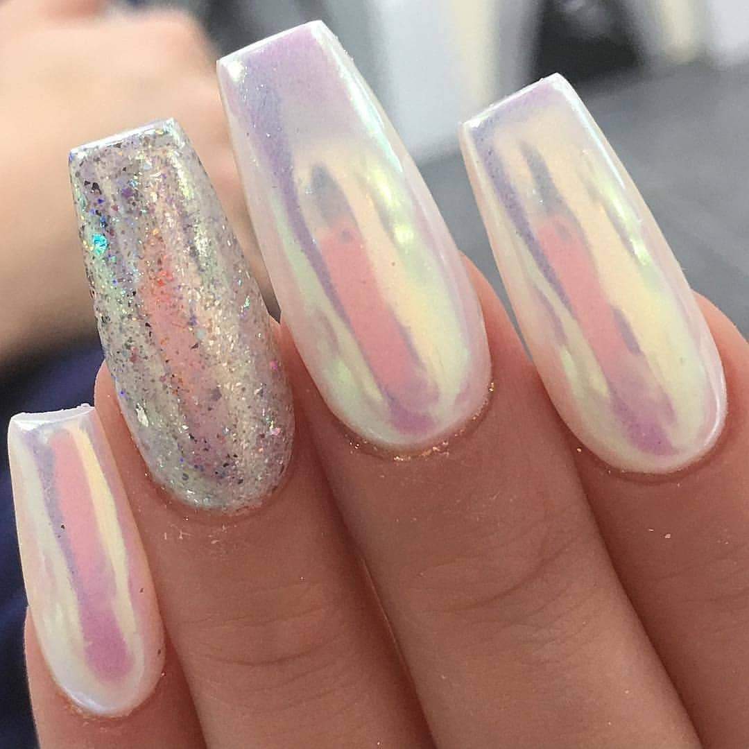 AB UNICORN AURORA NAIL CHROME POWDER Crystal MIRROR EFFECT RAINBOW Mermaid (um)