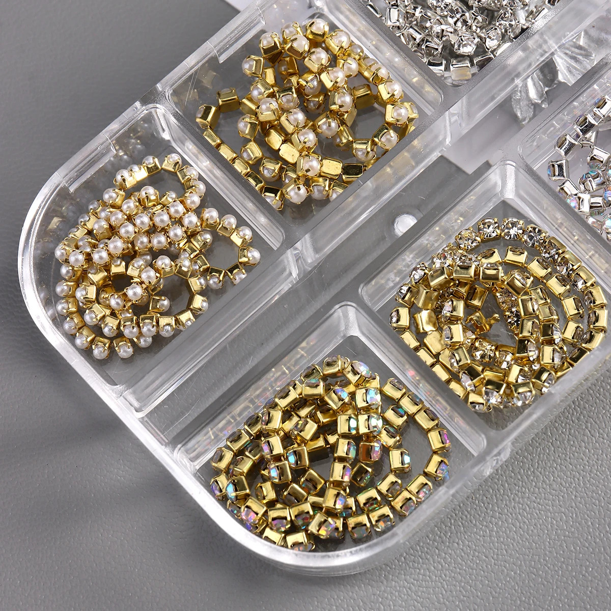 3D Metal Nail Art Chains Gold Silver Nail Decoration Personality Nail Jewelry