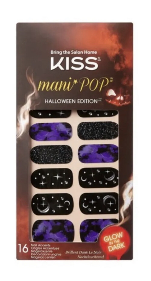 KISS Mani Pop Glow in the Dark Halloween Edition Nails, 16 Count