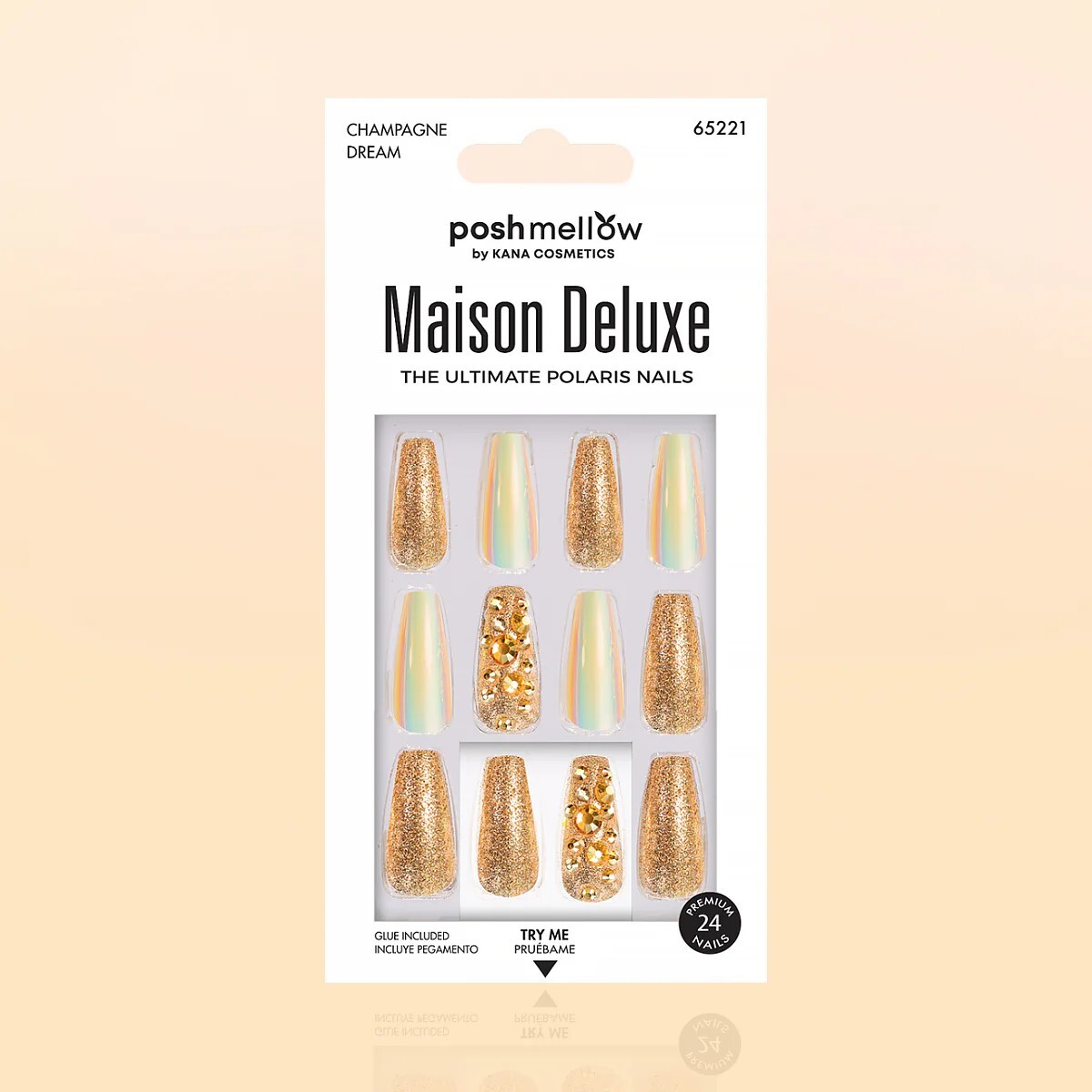 POSHMELLOW MAISON DELUXE 24 NAILS GLUE INCLUDED – CHAMPAGNE DREAM #65221