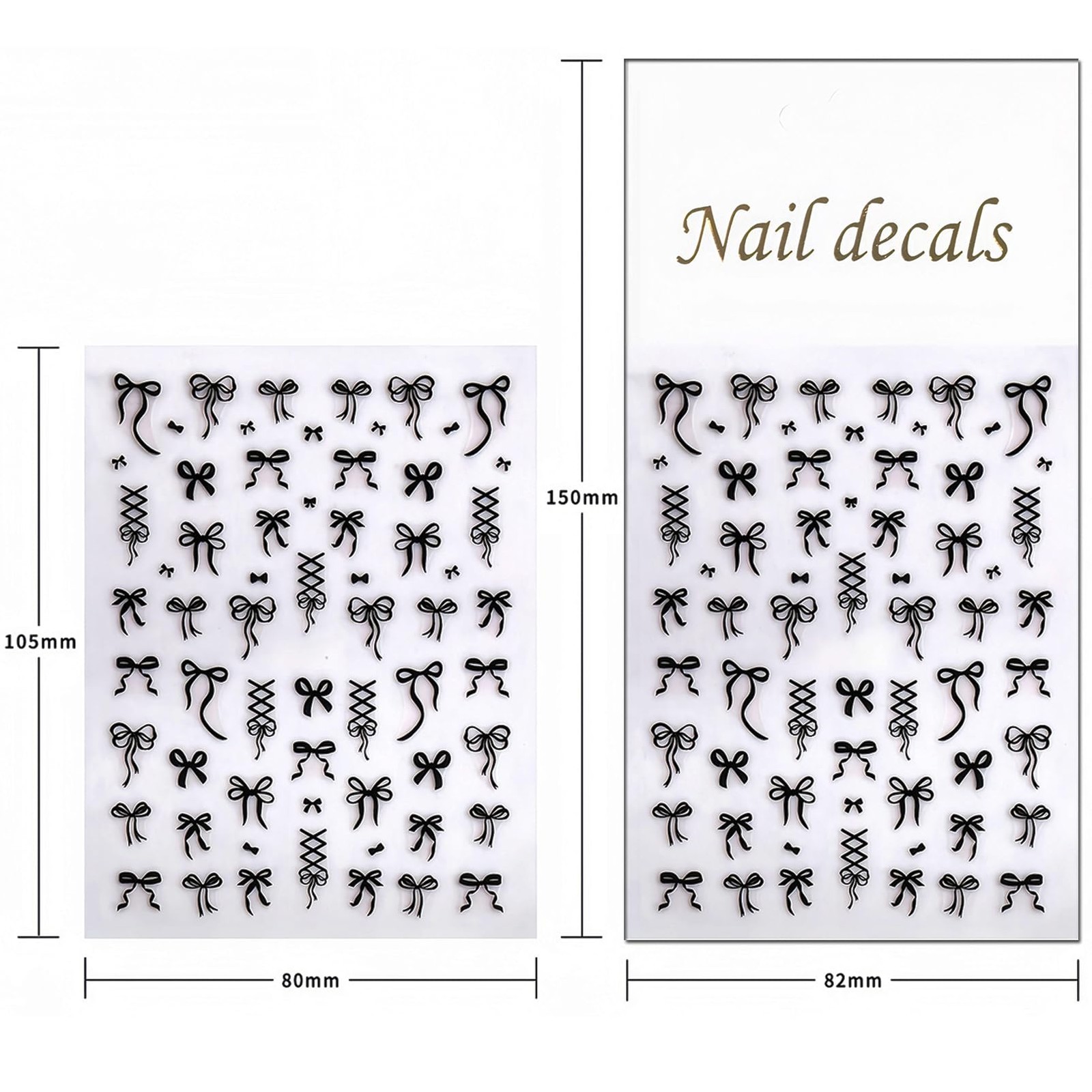 4Pcs Bow Nail Art Stickers Black White Red Gold Nail Decals Cute Ribbon Nail …