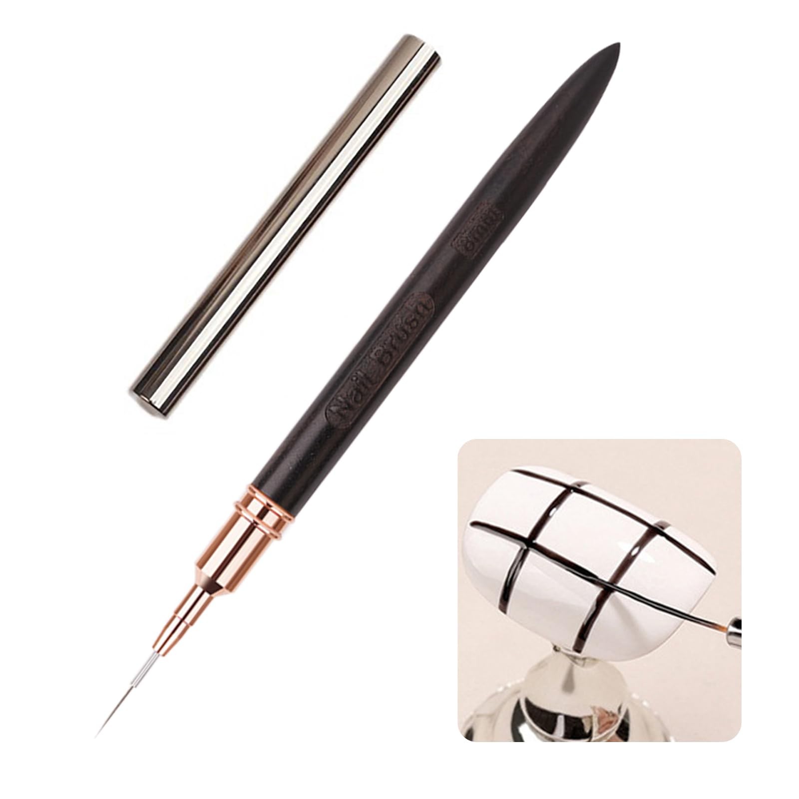 5 Pcs Black Wood Nail Art Liner Brushes Details Painting Nail Art Design Brus…
