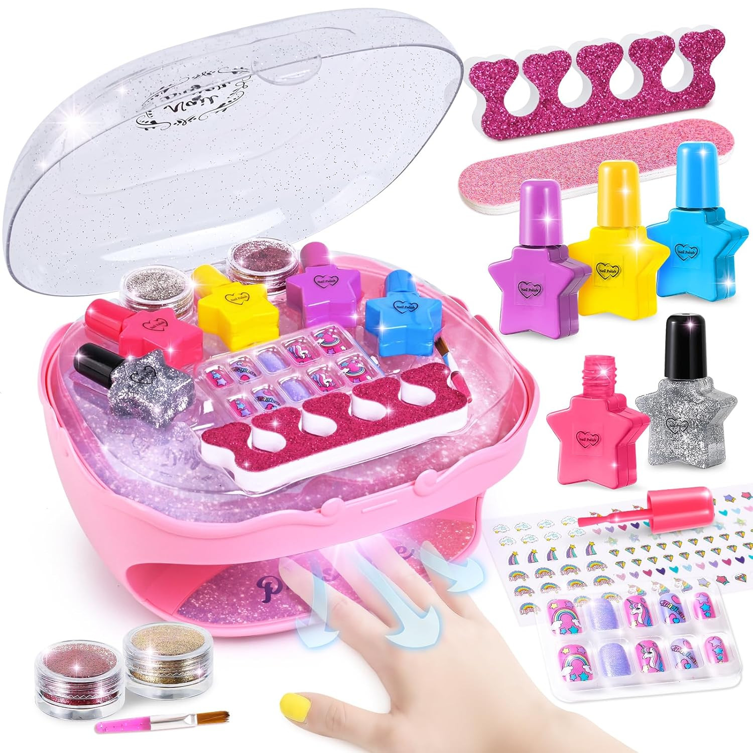 Nail Polish Kit for Girls Ages 7-12 Years Old, Nail Art Toy for Girls 5 6 7 8 9