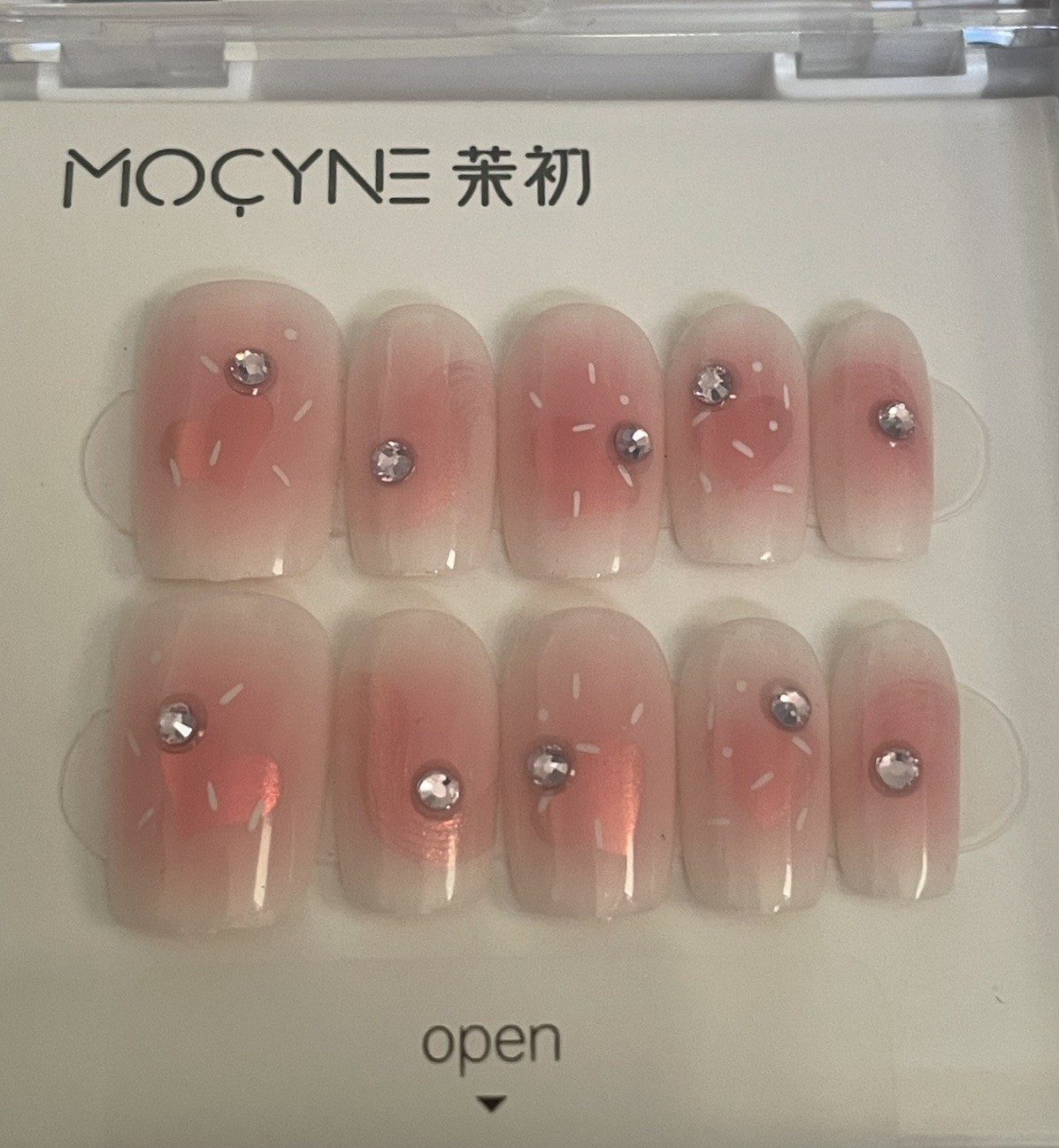 6 Sets MOCYNE Medium Square Pink Glitter Rhinestones with Hearts and Sprinkles