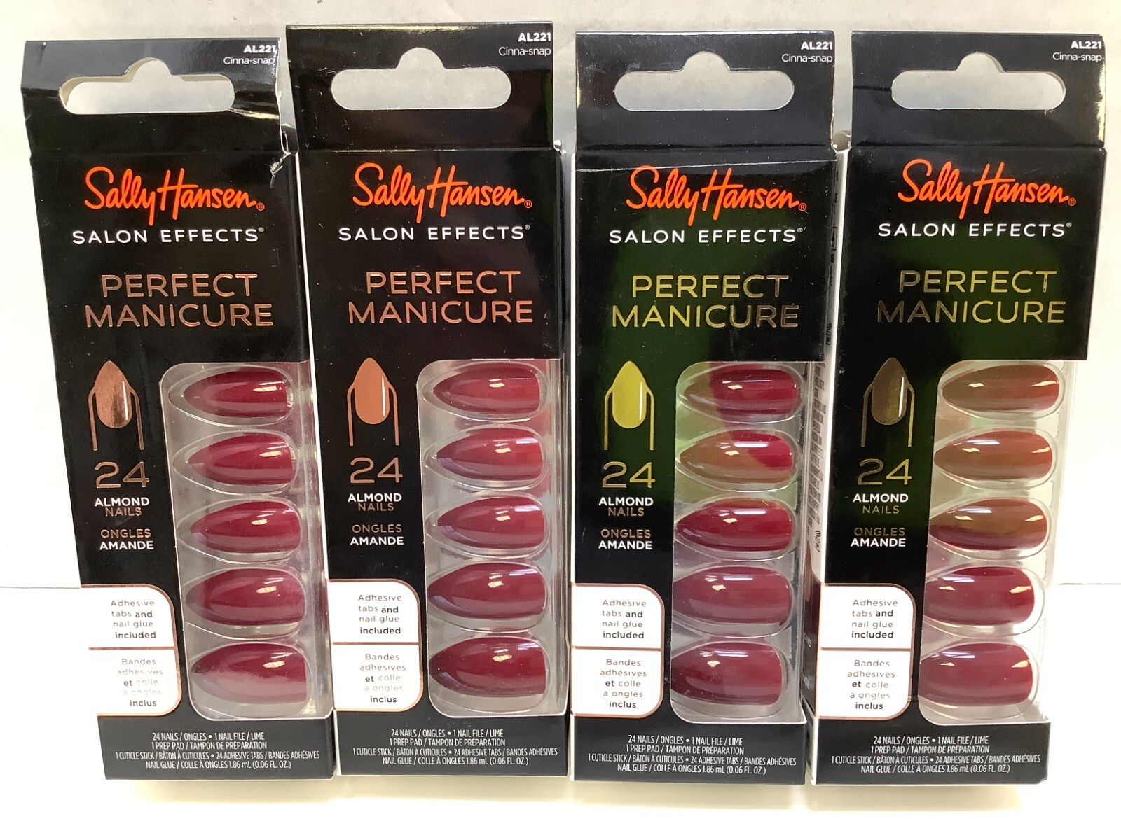 Sally Hansen Salon Effects Perfect Manicure, Almond Nail, Cinna-Snap, Lot of 4