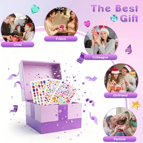 Gem Stickers, 6124Pcs Self-Adhesive Face Gems, Acrylic Rhinestone Stickers for