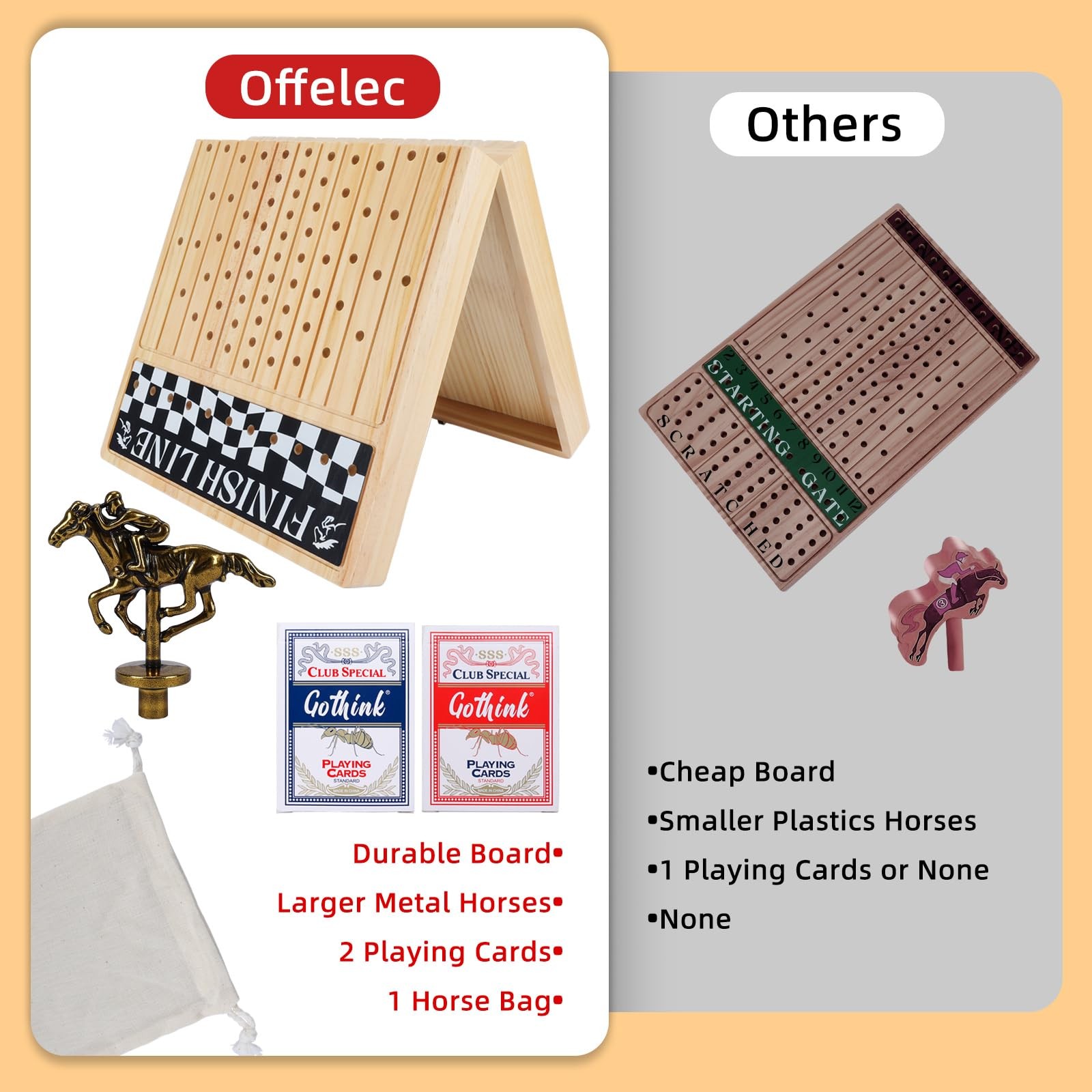 Offelec Large 23 inches Horse Race Board Game, Large, Portable Foldable
