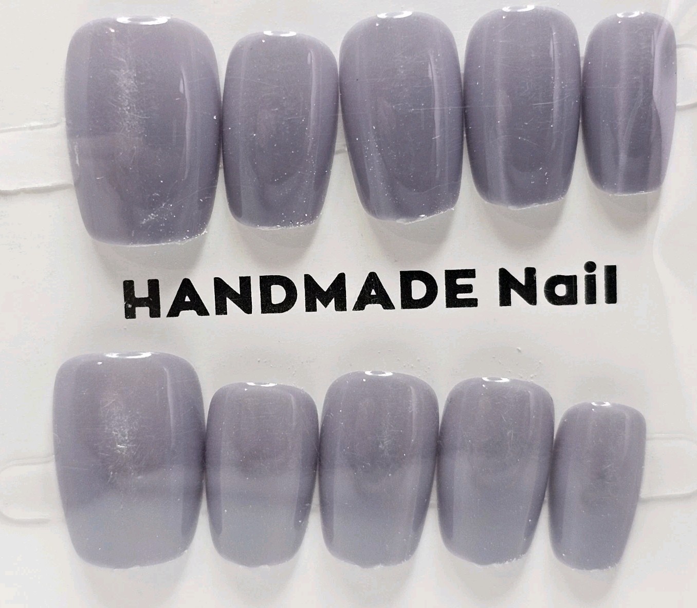 Press On Nails Lavender Glossy Solid Medium Length Nail Set