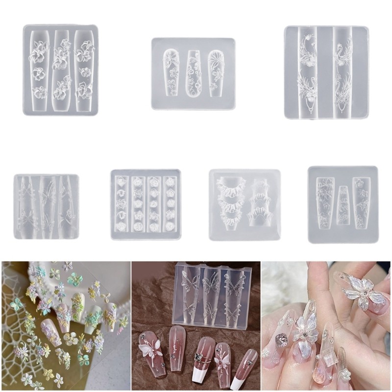 Stylish Nail Art Silicone Mould For Crafting Intricate Embossed Designs