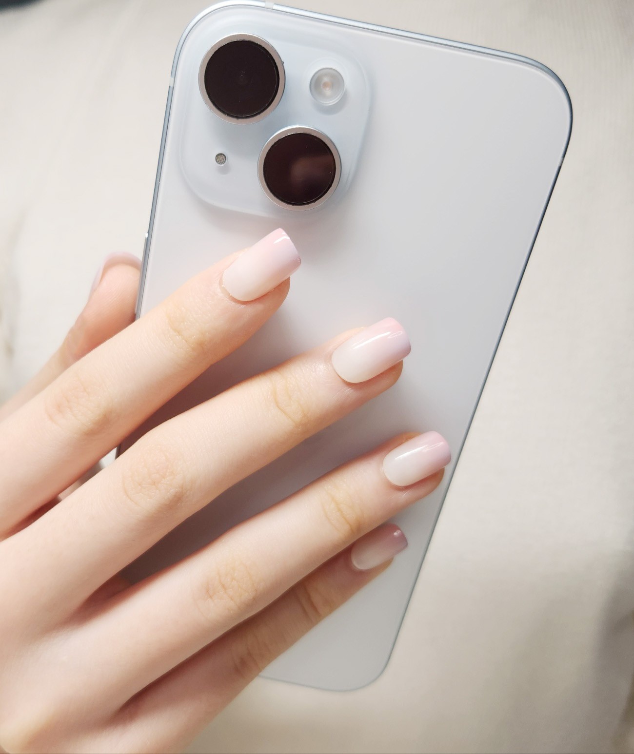 THE MIMO Press-On Nails Square – Pastel Pink & Blue Ombre, 24pcs Reusable Set