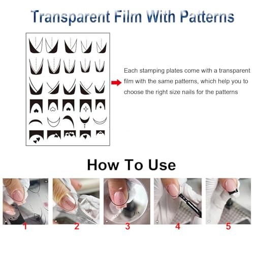 French Line Nail Stamper Plates Kit, 4Pcs Nail French Line Stamper Plates
