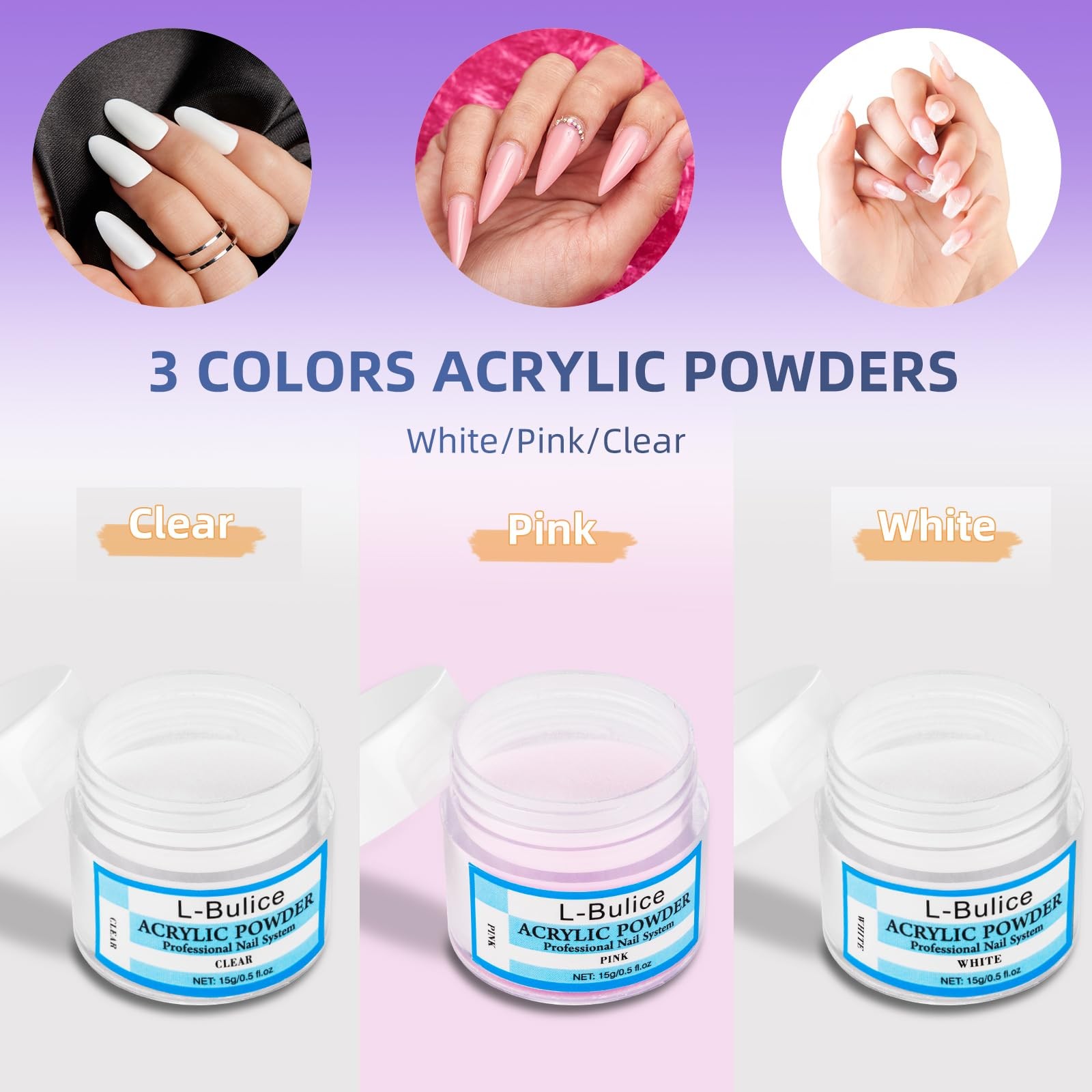 Acrylic Nail Kit for Beginners with Everything Professional, 12 Glitter Powder N
